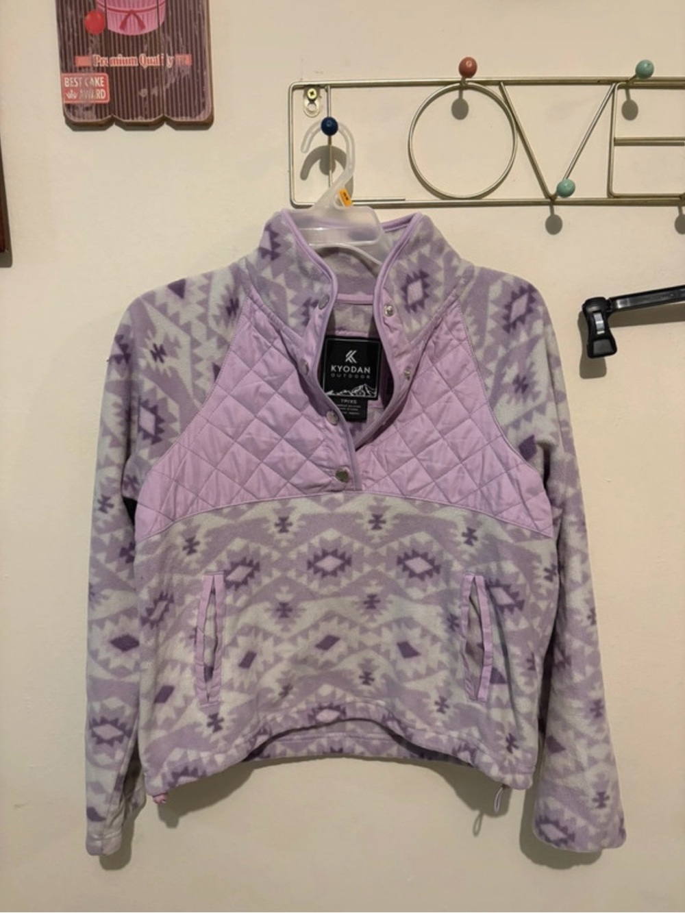 Kyodan Lilac Quilted Aztec Fleece Pullover